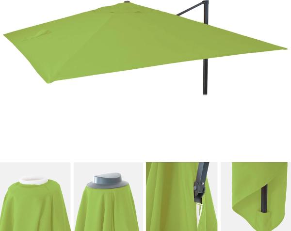 Ersatz-Bezug für Luxus-Ampelschirm HWC-A96, Sonnenschirmbezug, 3,5x3,5m (Ø4,95m) Polyester 4kg ~ hellgrün