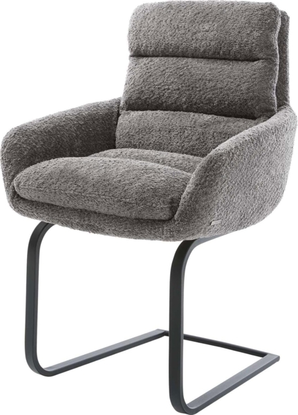 Freischwinger Abelia-Flex mit Armlehnen Bouclé Grau Freischwinger flach Schwarz