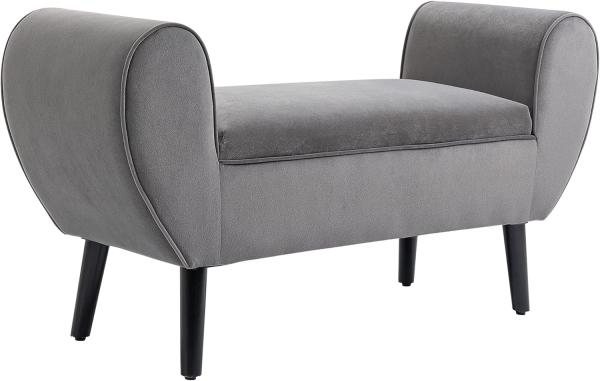 HOMCOM Sitzbank Polsterbank mit Stauraum Armlehnen Truhenbank modern Flur Schlafzimmer Wohnzimmer samtartiges Polyester Gummiholz Grau 118 x 42 x 66 cm