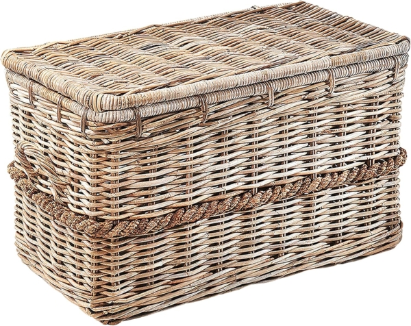 Kobolo Truhe Kiste aus Rattan Kubu Grey mit Deckel 80x45x48 cm
