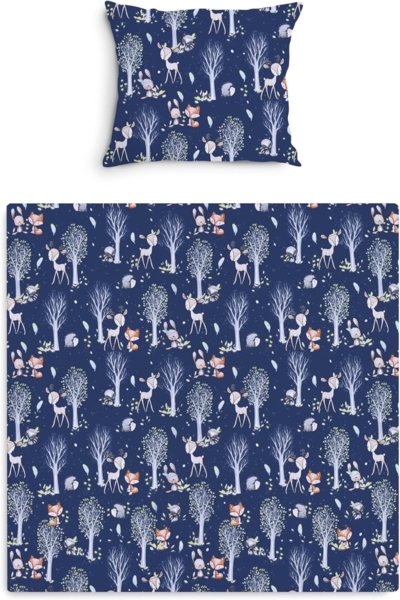 Amilian Babybettwäsche Kinderwagenset - 2tlg. Kinderbettwäsche - 80x80cm + 35x40cm, 100% Baumwolle, 2 teilig, Bettwäscheset für Kinderwagen, Wiege, Babybett - Baby Bettwäsche