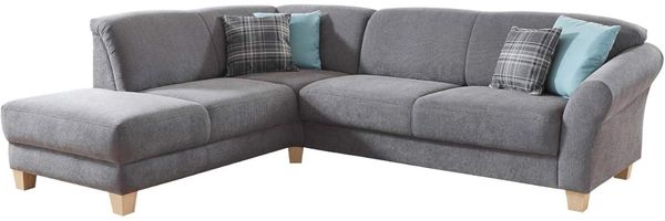 CAVADORE Ecksofa Gootlaand / Große Sitzecke im Landhausstil inkl. praktischer Vorziehfunktion und Bettkasten / Mit Federkern-Polsterung / 257 x 84 x 212 / Grau