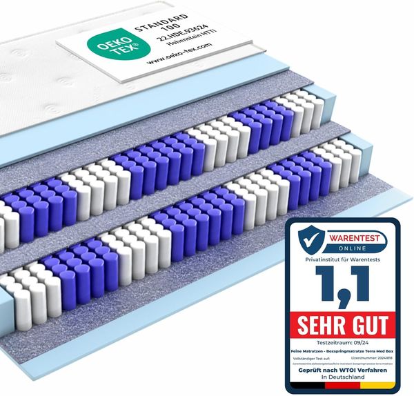 Matratzen Perfekt Boxspringmatratze TERRA MED BOX², 80x200 cm, Härtegrad H4, 33cm hoch Doppelfederkernmatratze Bild 2