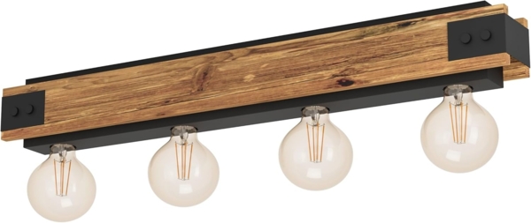 Eglo 43466 Deckenleuchte LAYHAM braun, schwarz E27 4X40W L:76cm B:8,5cm H:10cm dimmbar