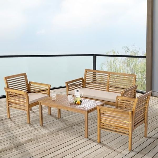 Gartenmöbelset Candela 4-tlg. Akazienholz Holzfarben [casa. pro]