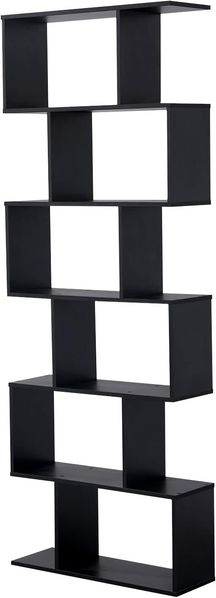 Happy Garden Bücherregal im modernen Stil 6 Regale schwarz Virginia. Aufbewahrungsmöbel für Wohnzimmer, Schlafzimmer oder Büro. Regale für Bücher.