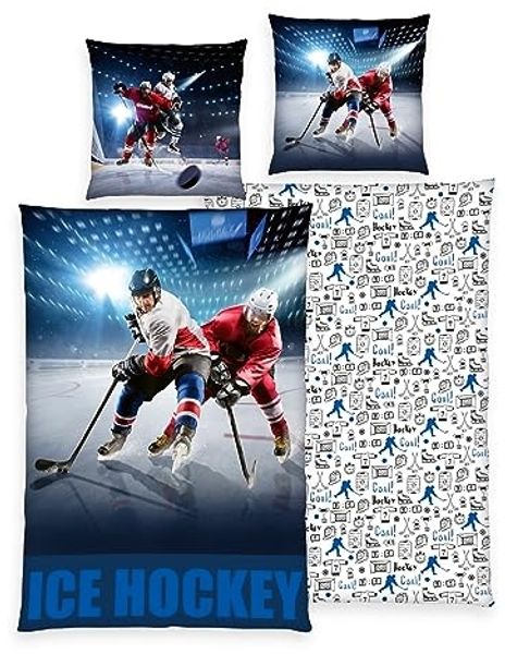 Eishockey Bettwäsche Set 2tlg. 135x200 cm 100% Microfaser