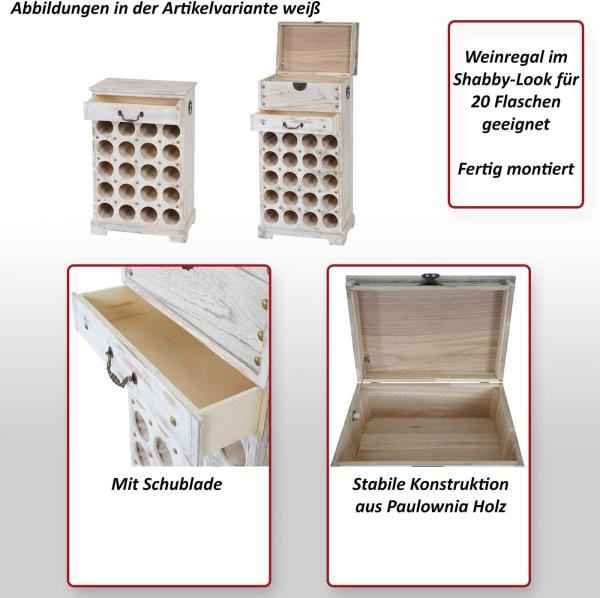 Weinregal Lucan T323, Flaschenregal Regal für 20 Flaschen, 94x48x31cm, Shabby-Look, Vintage ~ grau Bild 2