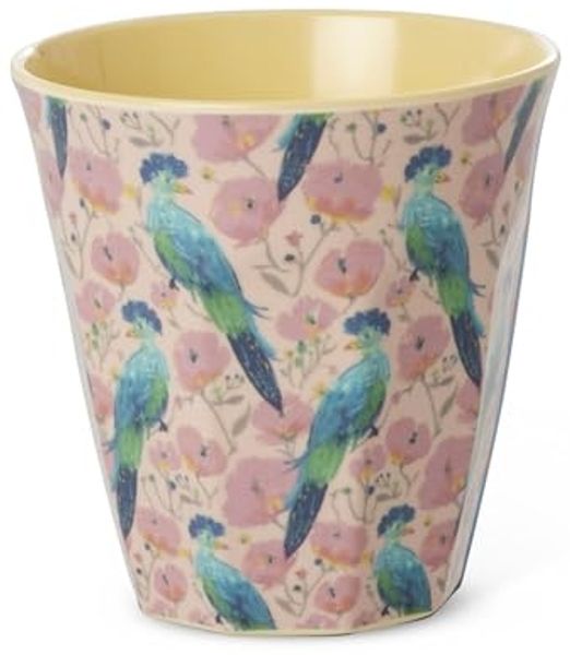 Rice Melamin Becher Exotic Bird Print Hellrosa Vögel Medium