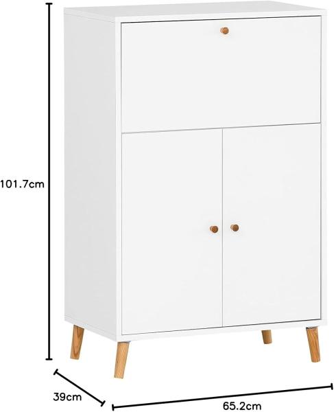 SCHILDMEYER Sekretär Büroschrank Schreibschrank Schrank weiß 65,2 x 101,7 x 39 cm Bild 2
