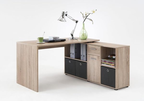 Schreibtisch >LEXO/LEX< in Eiche Dekor - 135,7x74,2x135,7cm (BxHxT)