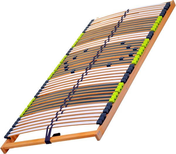DaMi Lattenrost Relax 120x200 cm – 7 Zonen Lattenrahmen aus Buche mit 6-Fach Härteverstellung – Starr
