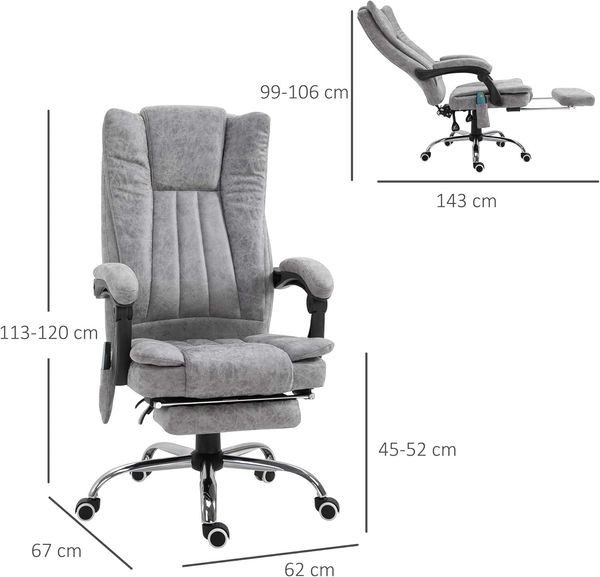 HOMCOM Schreibtischstuhl Bürostuhl mit Massage und Heizfunktion Bild 3
