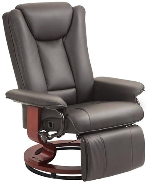 HOMCOM Relaxsessel Drehbar Fernsehsessel mit Liegefunktion, Fußstütze (Liegesessel, 1-St, TV-Sessel), für Wohnzimmer, Schlafzimmer, Braun