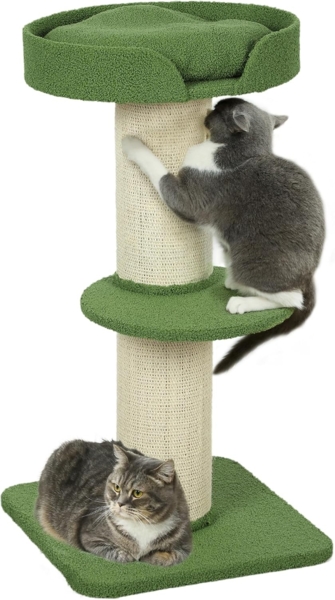 PawHut Kratzbaum mit Sisalstämme, Plattform, Kissen, für mittelgroße Katzen unter 5 kg, Grün