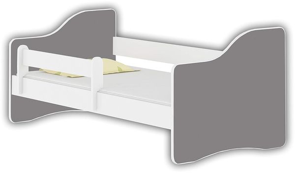 Jugendbett Kinderbett mit Einer Schublade mit Rausfallschutz und Matratze Weiß ACMA Happy 140x70 160x80 180x80 (Grau, 180x80 cm)
