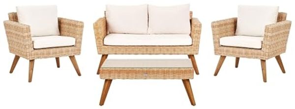 Beliani 'VITTORIA' Lounge Set mit Tisch, Cremeweiß, 70 cm