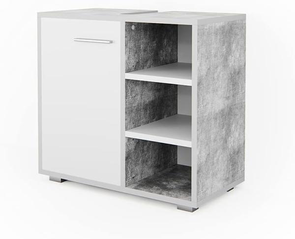 Vicco Waschtischunterschrank Perry Unterschrank Waschbecken Waschtisch Weiß / Beton