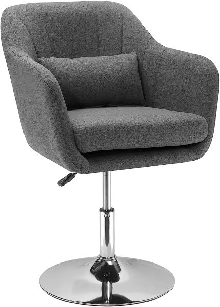 HOMCOM Arbeitshocker Drehhocker Drehstuhl Bürostuhl höhenverstellbar, leinenartiges Polyester, Stahl, Dunkelgrau, 57 x 57 x 77,5-87 cm