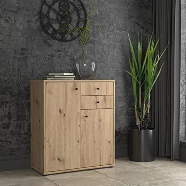 Kommode >Tembi< in Artisan Eiche - 73,7x85,5x34,8cm (BxHxT)