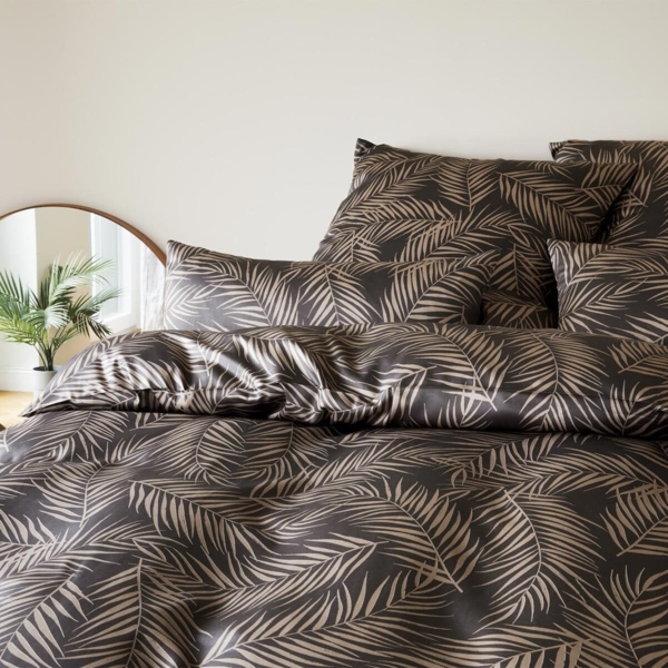 Elegante Mako Satin Bettwäsche Maison Leaves 24551-9 Anthrazit 135x200 Bild 2