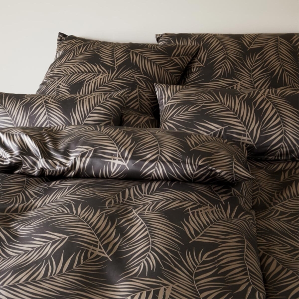 Elegante Mako Satin Bettwäsche Maison Leaves 24551-9 Anthrazit 135x200 Bild 3