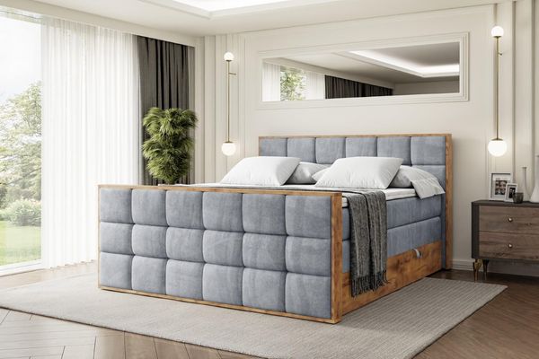 ALTDECOR Boxspringbett LOLLI2-Z KING (Multipocket-Matratze H4, H3 Matratze Bonellfederung, Topper, Kopfteil), Doppelbett mit Fußteil