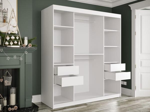 Kleiderschrank Kamoga T1 180 (Schwarz / Marmor Schwarz + Gold, mit Schubladen) Bild 4