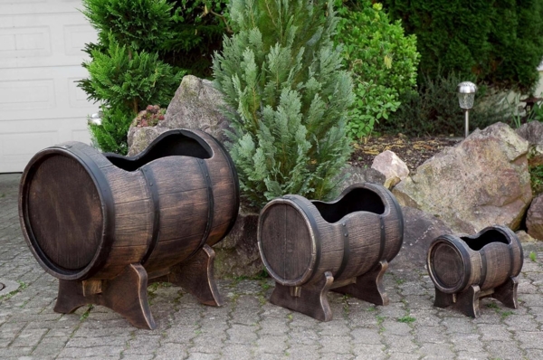 Pflanzkübel SALSA Größe S, Fass, Holz-Optik Bild 3