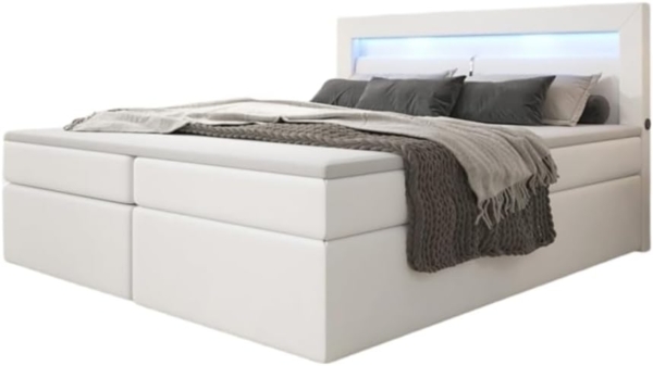 Luxusbetten24 Boxspringbett Repos, mit LED-Beleuchtung und USB-Anschluss
