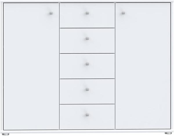 FORTE Tempra2 Kommode, Holzwerkstoff, Weiß, 108,8 x 85,5 x 34,8 cm