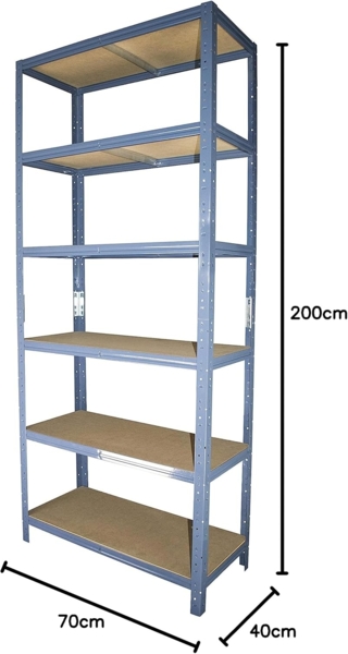 shelfplaza HOME 200x70x40 cm Schwerlastregal in blau mit 6 Böden und 145 kg Traglast pro Boden Bild 2