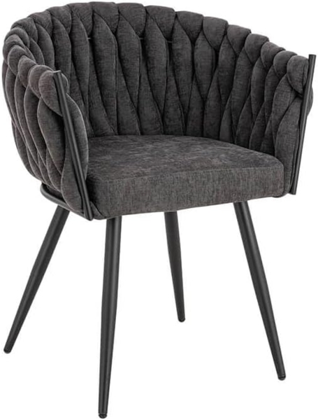 HOME DELUXE Esszimmerstuhl gewebt AYLA - 6er Set Dunkelgrau