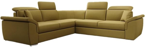 Designer Sofa Fernando mit Schlaffunktion und Stauraum Stoff Senf