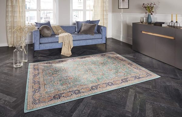 Kurzflor Teppich Keshan Maschad Jade 80x150 cm