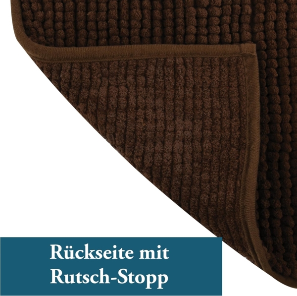 MSV Badteppich 2er Set Badvorleger Duschvorleger Chenille Hochflor Badematte 40x60 cm + 60x90 cm – Braun