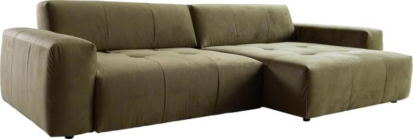 Ecksofa Lazaro 300x160 cm Samt Olive Ottomane rechts mit Sitztiefenverstellung