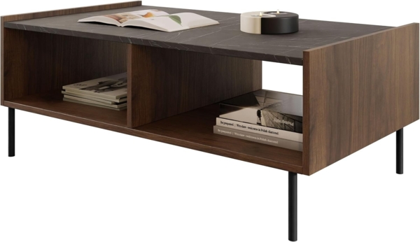 Couchtisch Tewos L97 (Farbe: Nuss Warmia / Nuss Warmia + Marmor Schwarz)