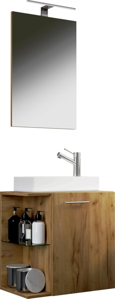 VCM Badmöbel Waschtisch Hausa 917496 Honig-Eiche H. 122 x B. 52 x T. 34 cm