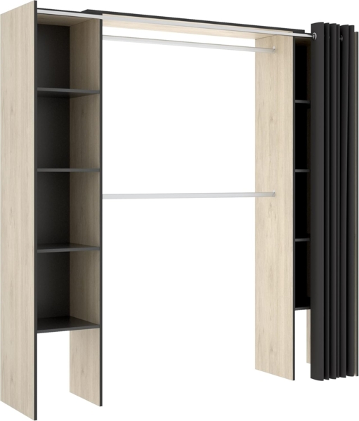 Vente-unique - Kleiderschrank Kleiderschranksystem - B. 110/180 cm - Eichefarben & Anthrazit - DORIAN