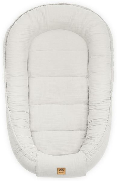 PIMKO Babynest Babynestchen für Baby Kuschelnest Babykokon für Säuglinge und Neugeborene Nestchen 60x90 cm 100% Baumwolle Musselin - Bianco
