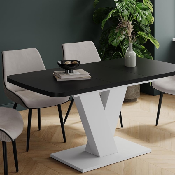 Esstisch Fenaro Schwarz/Weiß 120x80 cm ausziehbar Vicco Bild 5