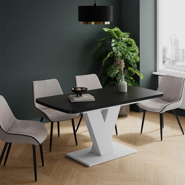 Esstisch Fenaro Schwarz/Weiß 120x80 cm ausziehbar Vicco Bild 2