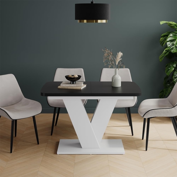 Esstisch Fenaro Schwarz/Weiß 120x80 cm ausziehbar Vicco Bild 7