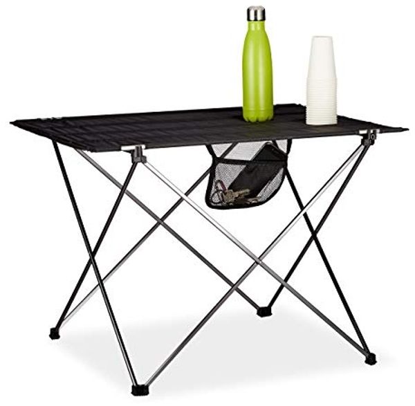 Relaxdays Campingtisch klappbar mit Tasche leicht Outdoor Klapptisch Camping HBT 51 x 735 x 545 cm Aluminium schwarz