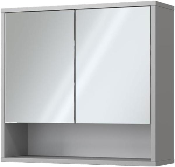 Vicco Spiegelschrank für Badezimmer Eliza 70 x 65 cm, Grau, Badezimmer, Ablage