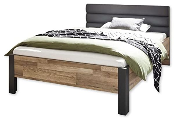 DALLAS Bett 140x200 cm - Modernes Jugendzimmer Bett in Montana Oak, Graphit - 146 x 96 x 213 cm (B/H/T)