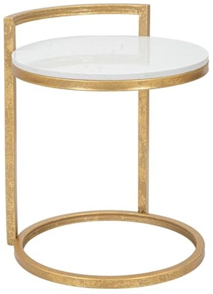 Kaffeetisch mit Platte in Marmor-Optik, Ø 40 cm