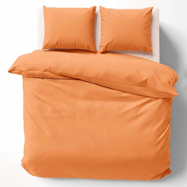 Cotton Castle Bettwäsche Bettgarnitur Bettbezug 100% Baumwolle 135x200 155x220 200x200 200x220, Farbe:Orange, Größe:200x220 cm