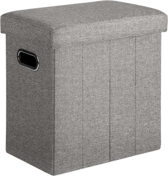 COSYLAND Sitzhocker mit Stauraum - 42 x 27 x 42 cm Hocker mit Stauraum - Kleine Klappbare Sitzbank - Fußbank & Aufbewahrungsbox bis 200 kg - für Wohnzimmer, Hellgrau Bild 1